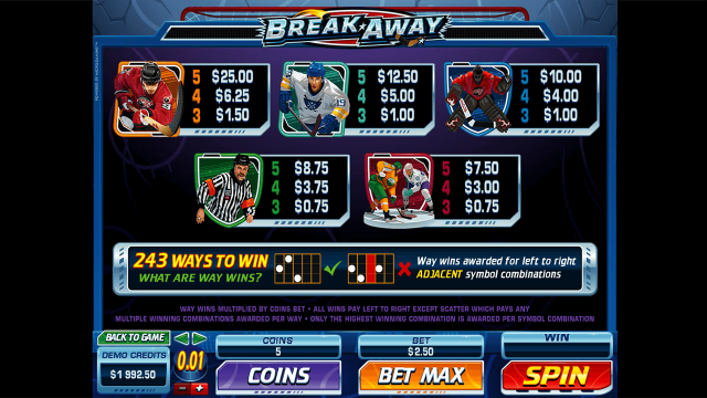 Игровой интерфейс Break Away 6